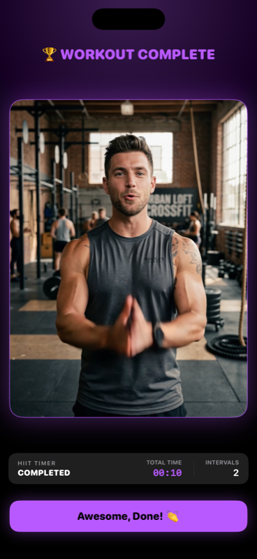 Workout Complete Coach Celebration Video